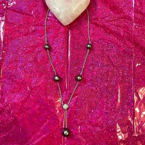 Honora Black Pearl and Diamond Sterling Silver Necklace 16"